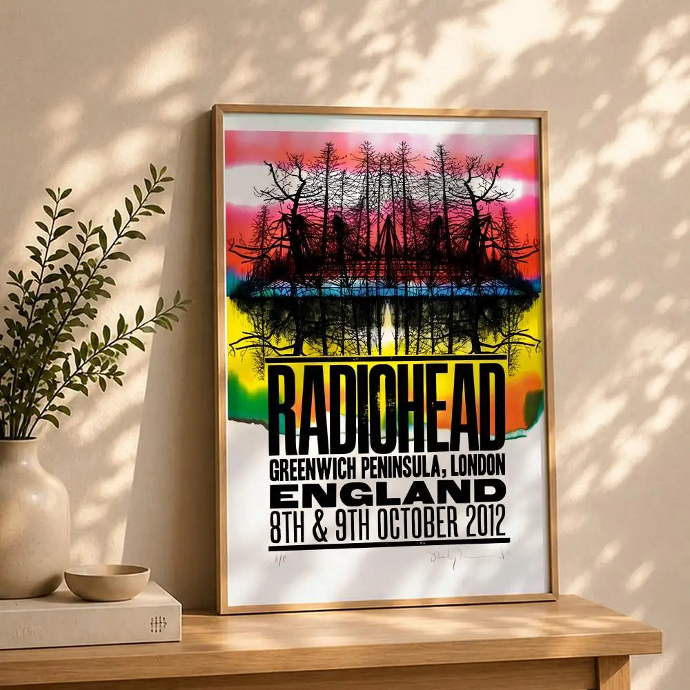 Band R-RadioheadS Poster HD Self Adhesive Waterproof Wall Art Ideal for Home Office Dorm Bedroom Great Gift Peaceful Pleasures Health and Wellness White13 50X70cmNoframe