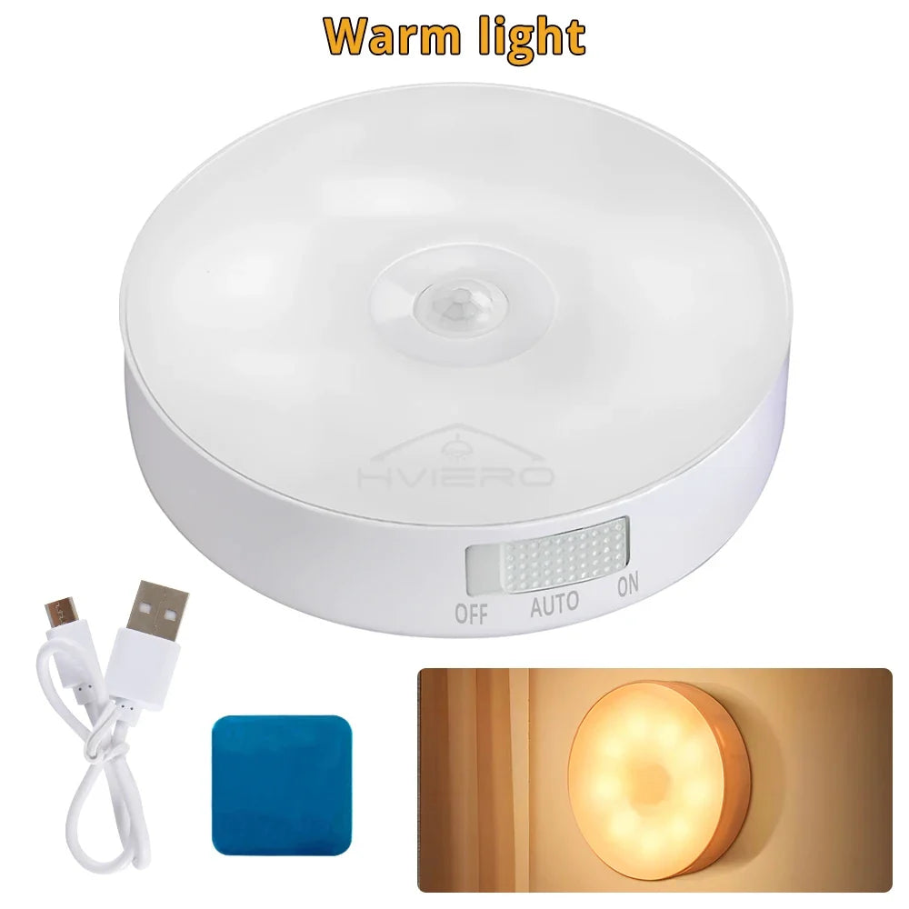 LED Motion Sensor Night Light – USB Rechargeable Wireless Lamp
