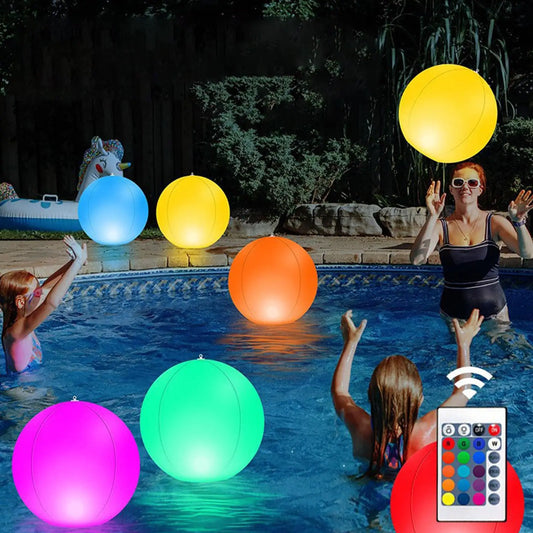 Light Up Beach Balls 40cm Inflatable with Remote Control Waterproof LED Toy for Family Party Swimming Summer Night Outdoor Peaceful Pleasures Health and Wellness 40CM