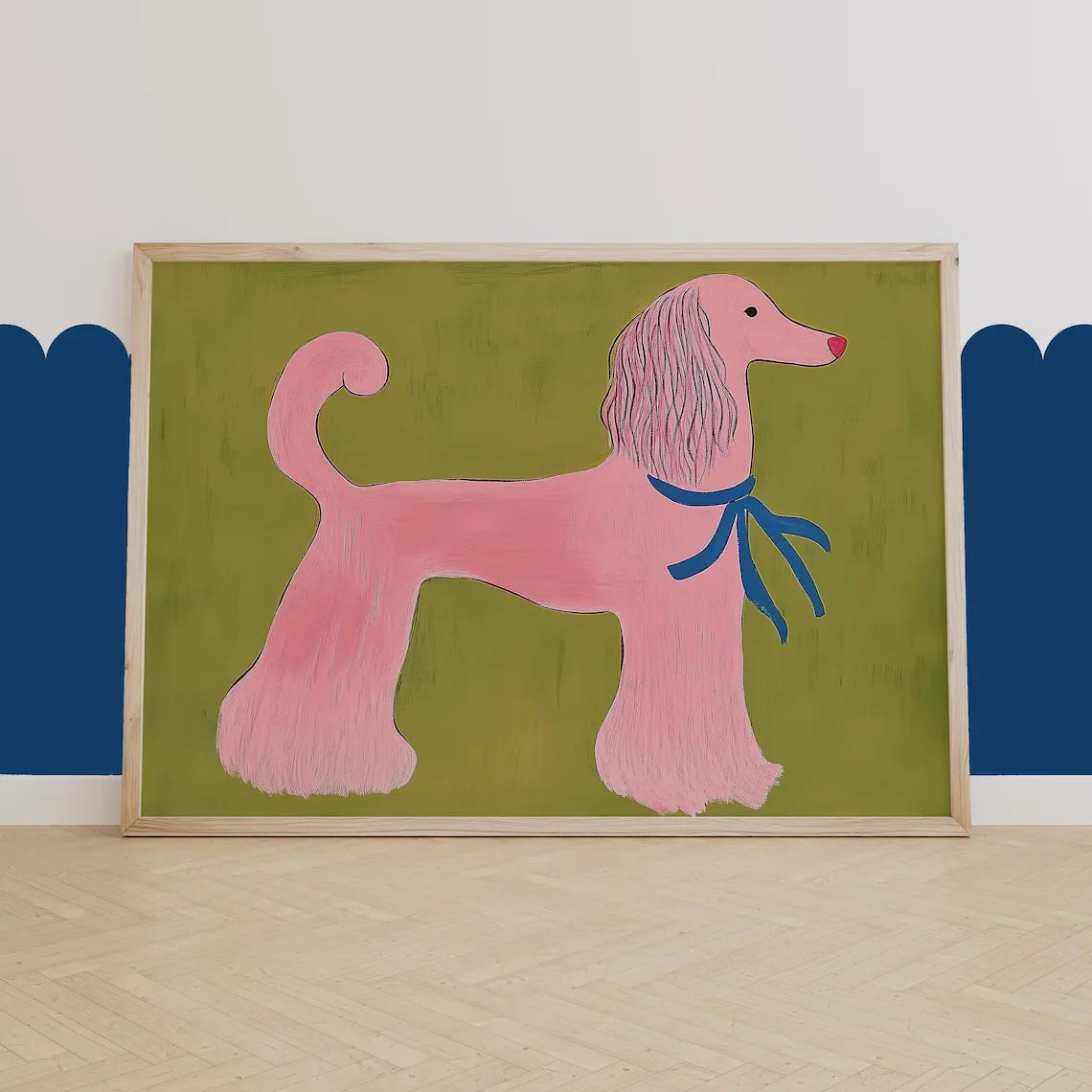 Pink Poodle Canvas Wall Art | Mid-Century Modern Pet Print