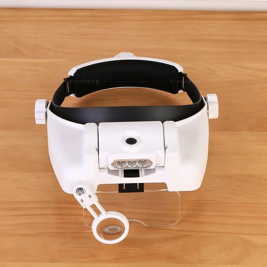 Head Wearing Magnifier Jewellery Magnifier Eye Loupe Watchmaker Repair Tool Helmet Magnifying Glasses Peaceful Pleasures Health and Wellness WHITE