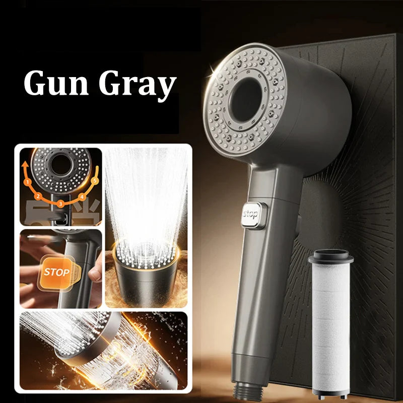 5-Speed Filtered Handheld Shower Head Set – Water Saving
