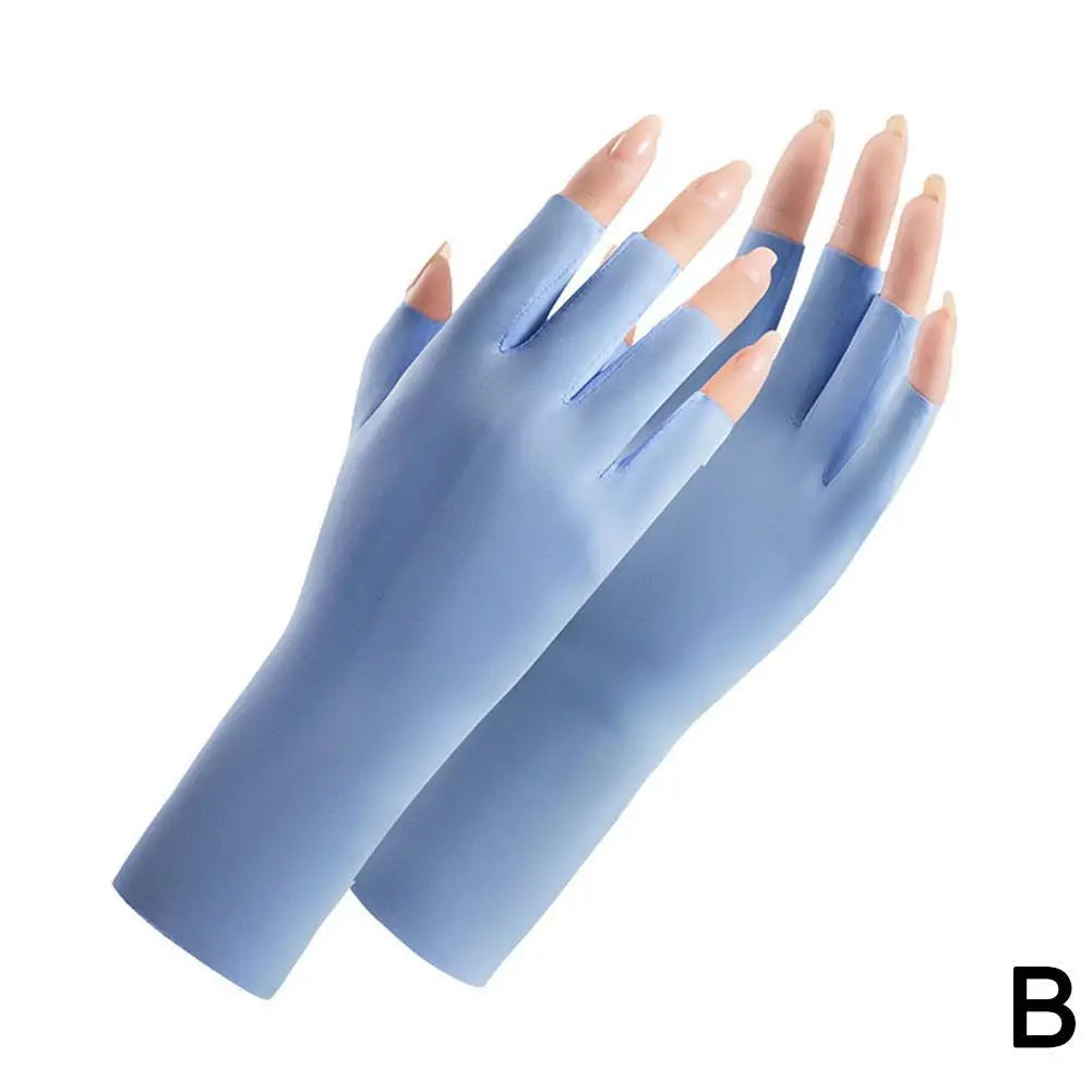 UV Protection Ice Silk Gloves – Nail Lamp & Sun Shield