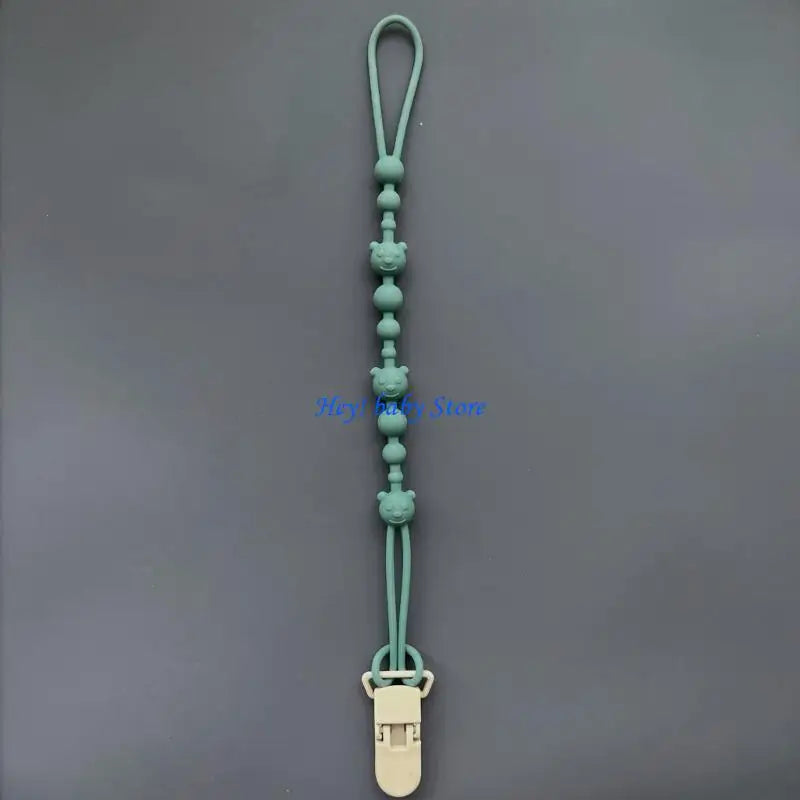 Bear Pattern Silicone Baby Pacifier Clip Chain | Safe Soother