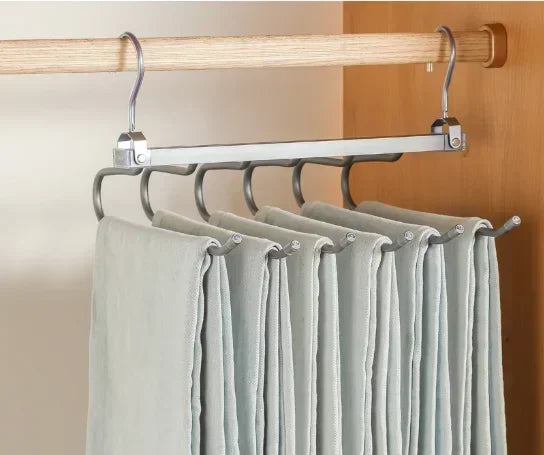 6-in-1 Telescopic Folding Pants Hanger | Space-Saving Closet Organizer for Trousers, Ties & Scarves