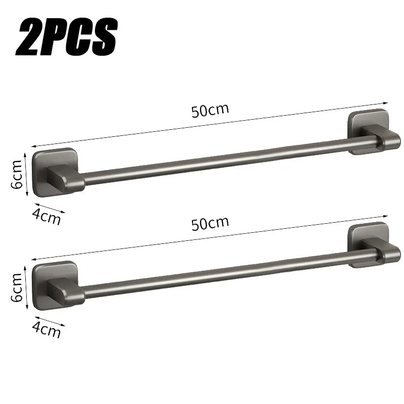 No-Drill Stainless Steel Towel Rack & Bathroom Shelf Organizer