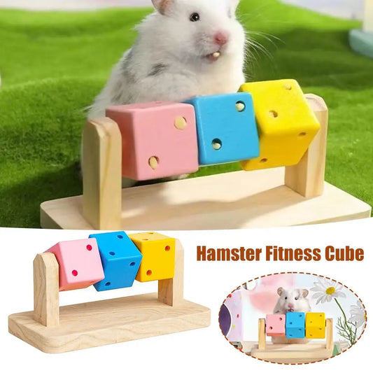 Colorful Wooden Hamster Chew & Activity Cube Toy for Small Pets Small Pet Chew Toy Peaceful Pleasures Health and Wellness