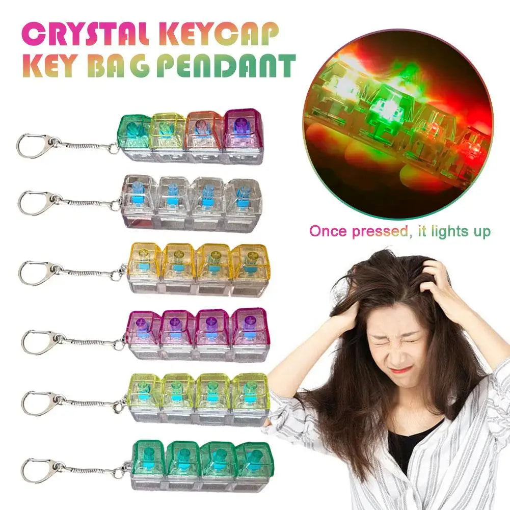 4-Key Mechanical Keyboard Fidget Keychain with LED – Clicker Gift Fidget Keychain Peaceful Pleasures Health and Wellness