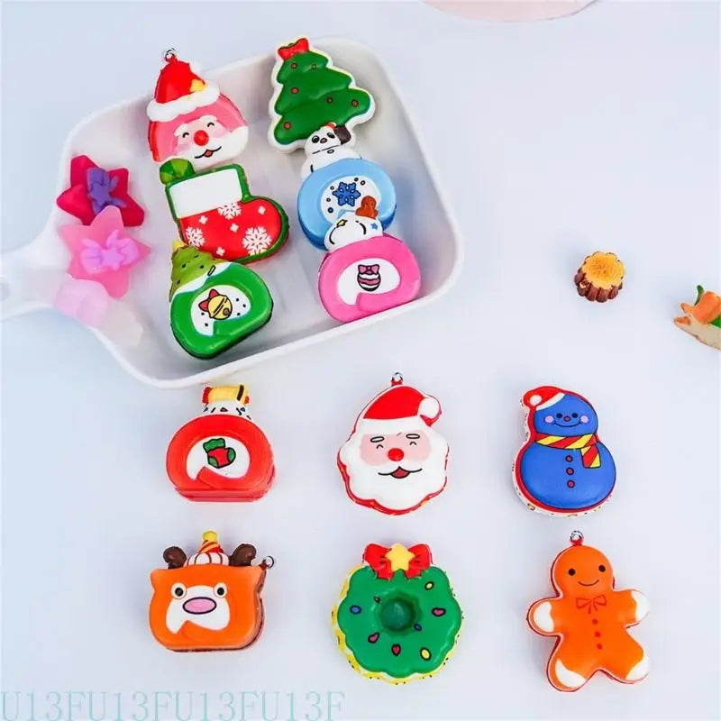 Christmas Squeeze Toys Santa Snowman Stress Relief 6pc Kids Gift