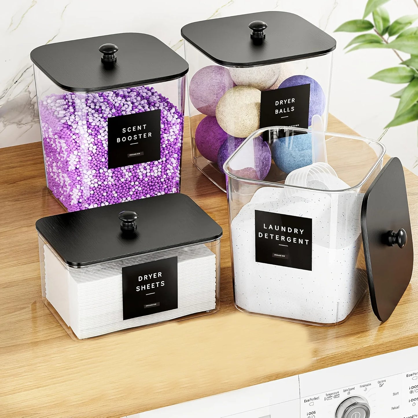 Clear Laundry Room Organization Containers – Pods, Powder & Detergent Storage (3 Pack)