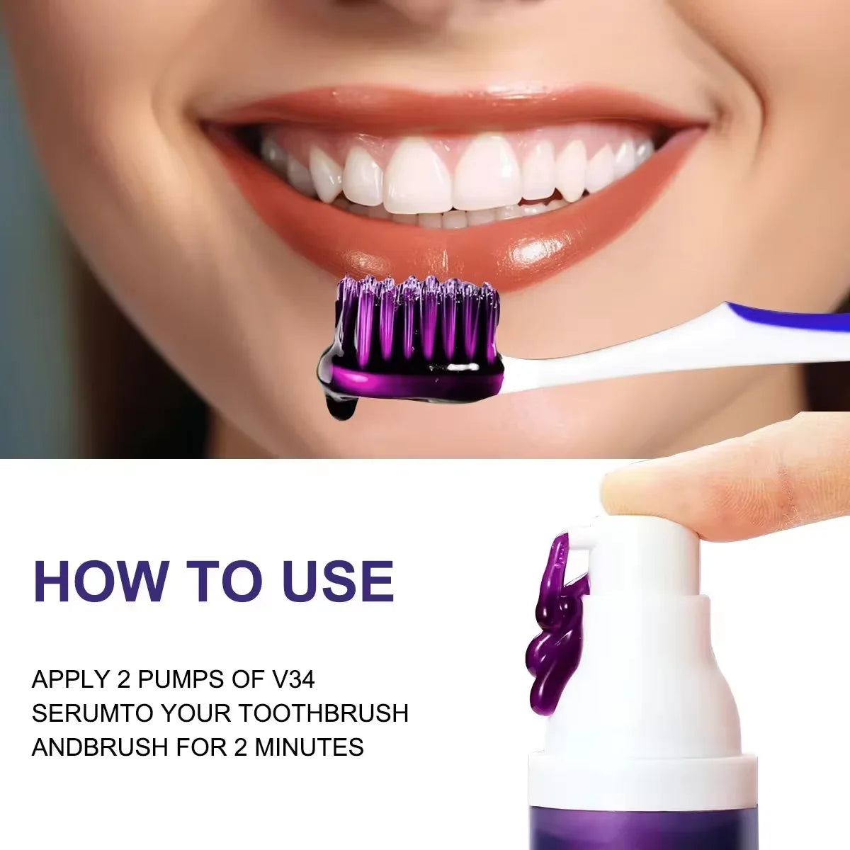 V34 Purple Teeth Whitening Toothpaste Remove Plaque Stains Cleaning Oral Hygiene Dental Bleach Tools Fresh Breath Beauty Health Peaceful Pleasures Health and Wellness