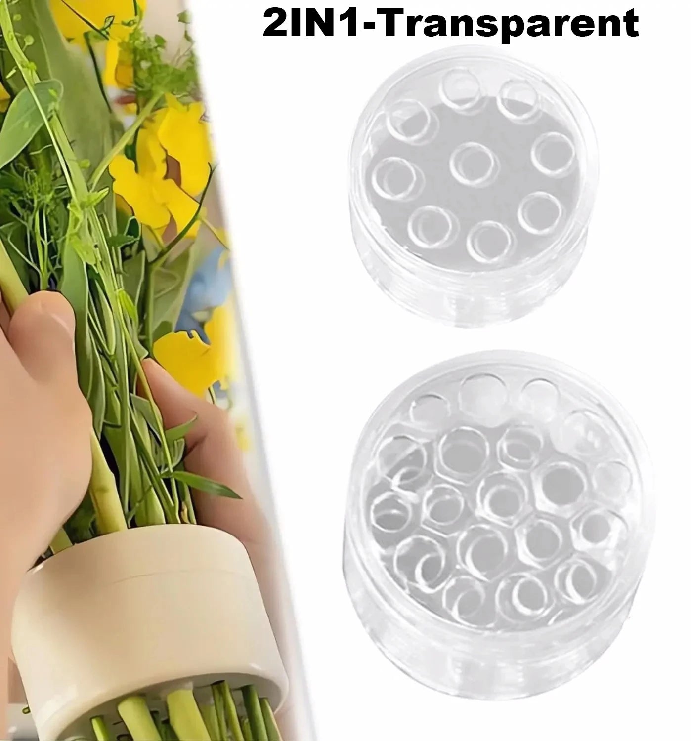 Spiral Ikebana Stem Holder for Flowers Spiral Stem Holder for Vases Bouquet Twister DIY Floral Art Accessory Shaper Flower Gifts Peaceful Pleasures Health and Wellness 2IN1-Transparent