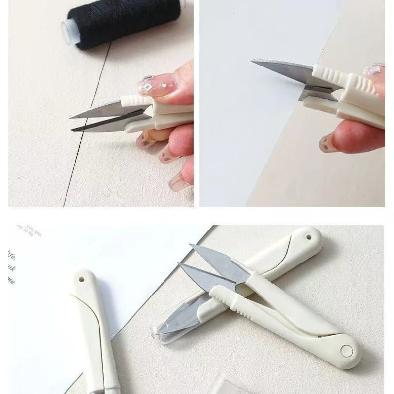 U-Shape Fabric Scissors with Lid | Stainless Steel Craft Scissors