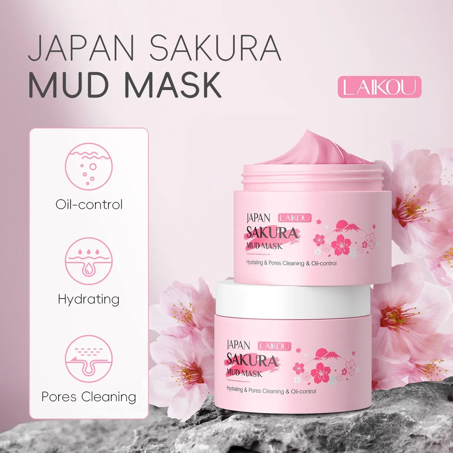 LAIKOU Sakura Clay Mask – Deep Cleanse & Brighten Peaceful Pleasures Health and Wellness