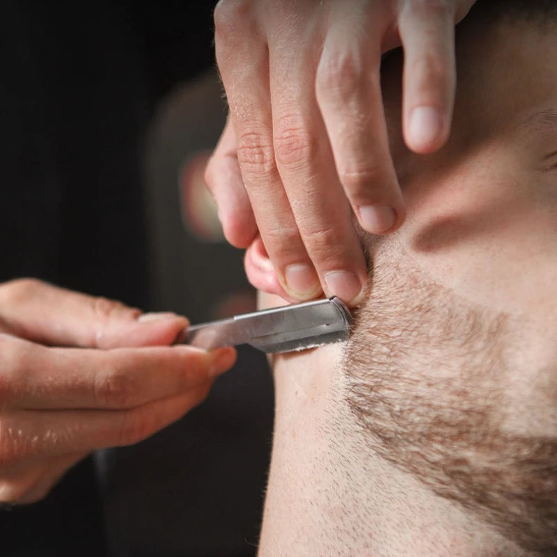 Light Weight Shaving Razor Classic Barber Grooming Tools Plastic Handle Stainless Steel Single Edge Blade Head Straight Razor Peaceful Pleasures Health and Wellness