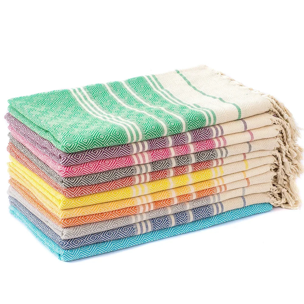Cotton Turkish Beach Towel | Diamond Grid Quick-Dry 100×180cm