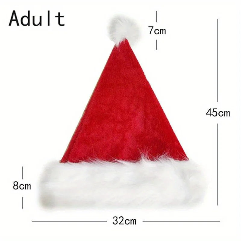 Plush Santa Hat for Adults & Kids – Adjustable Christmas Cap