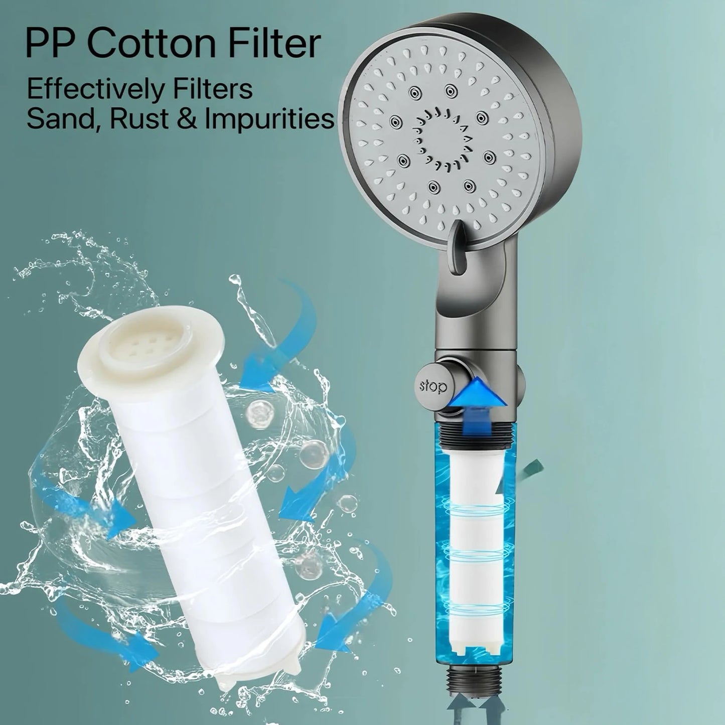 Bathroom Hand Held Shower Head Water Saving Pressure Shower Device for Cleaning Tile Corner Toilet Peaceful Pleasures Health and Wellness