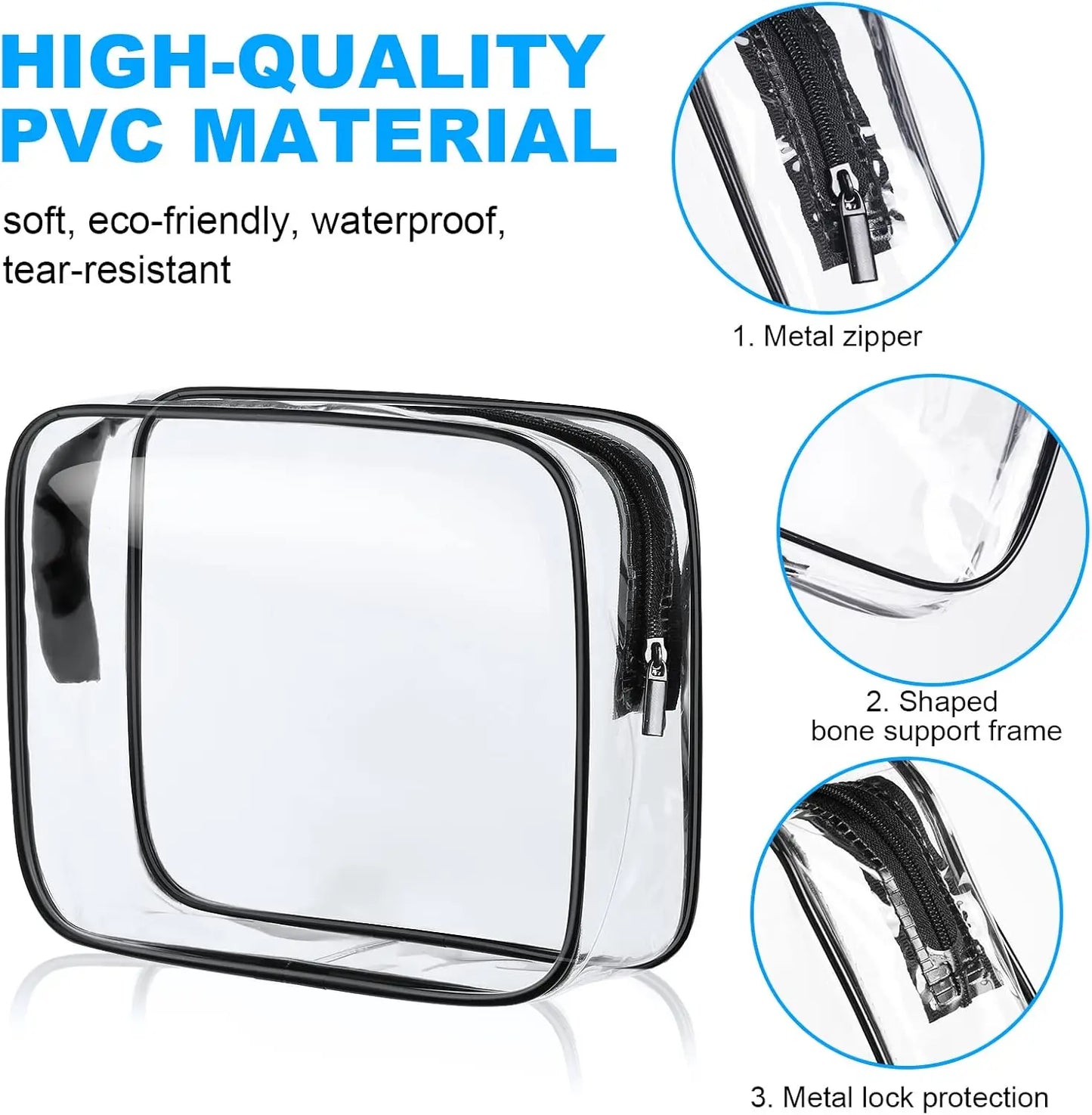 4-Piece Clear Waterproof Travel Toiletry & Cosmetic Bag Set