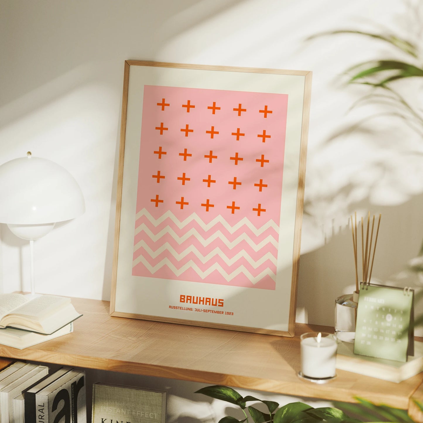 Bauhaus Ausstellung Pink Minimalist Canvas Wall Art Print