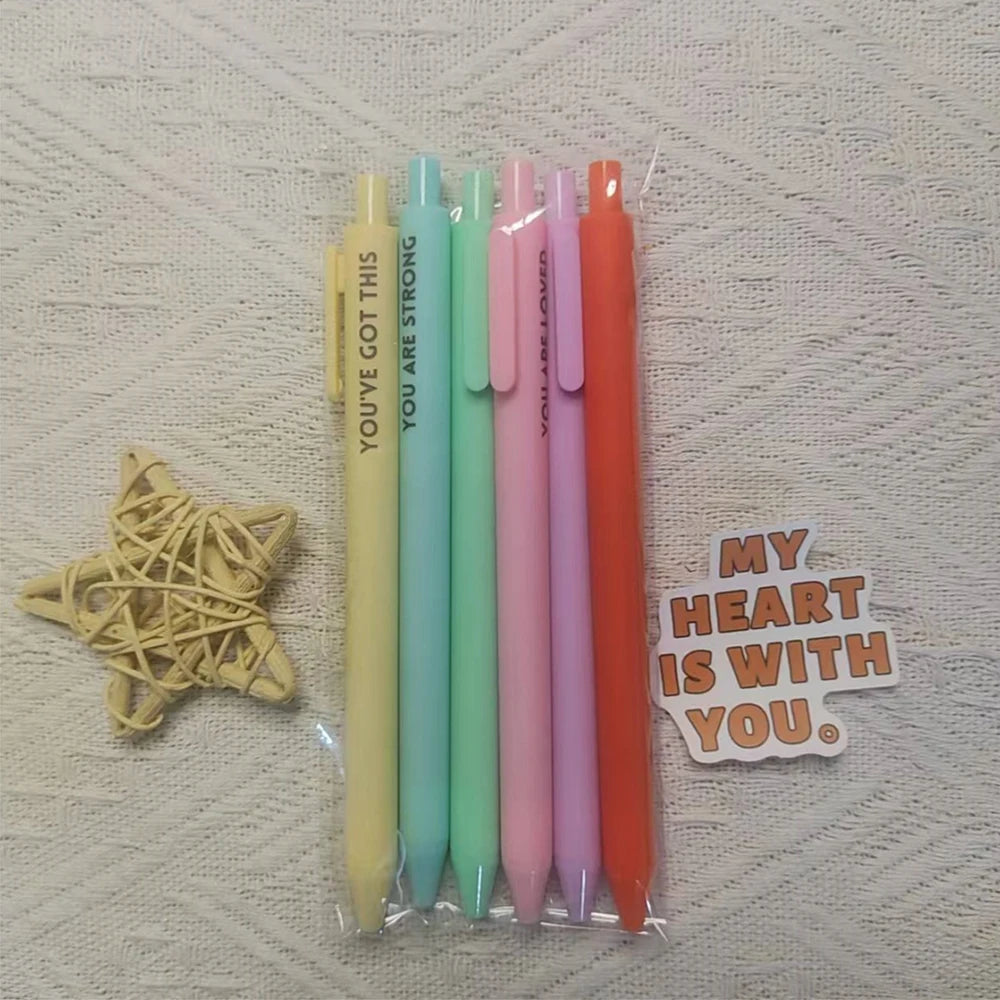 6-pack Motivational Press Neutral Pen Encouraging Quotes Plastic