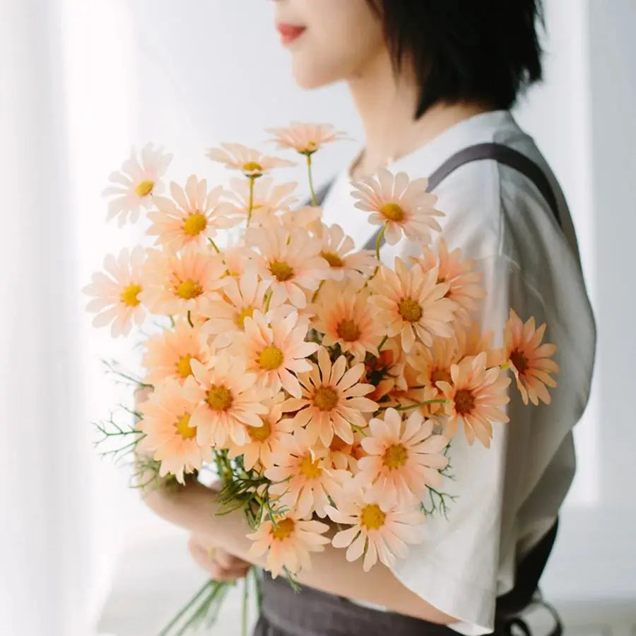 Artificial Silk Daisy Bouquet 5/10 Pcs – Wedding & Home Décor
