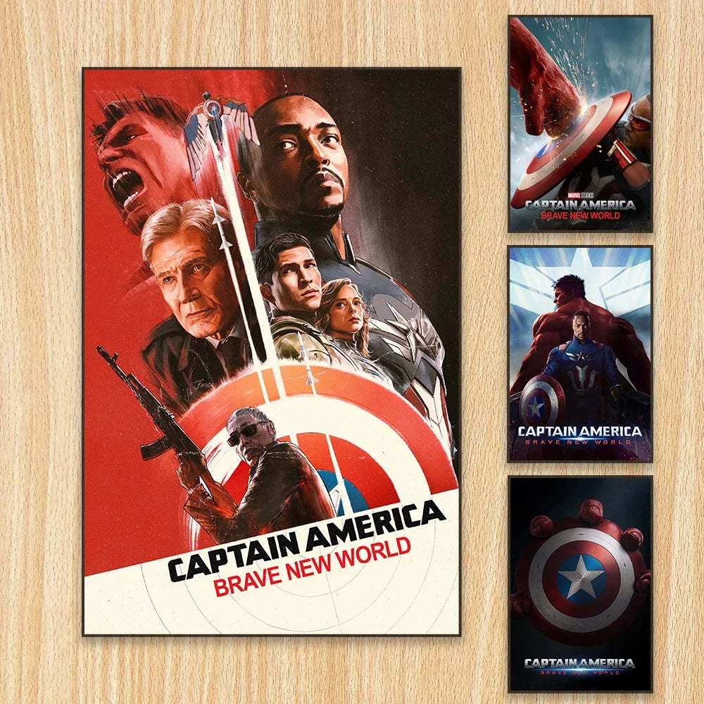 Captain America Poster Superhero Wall Art Brave New World Movie Print Modern Canvas Painting Home Bedroom Wall Decor Peaceful Pleasures Health and Wellness