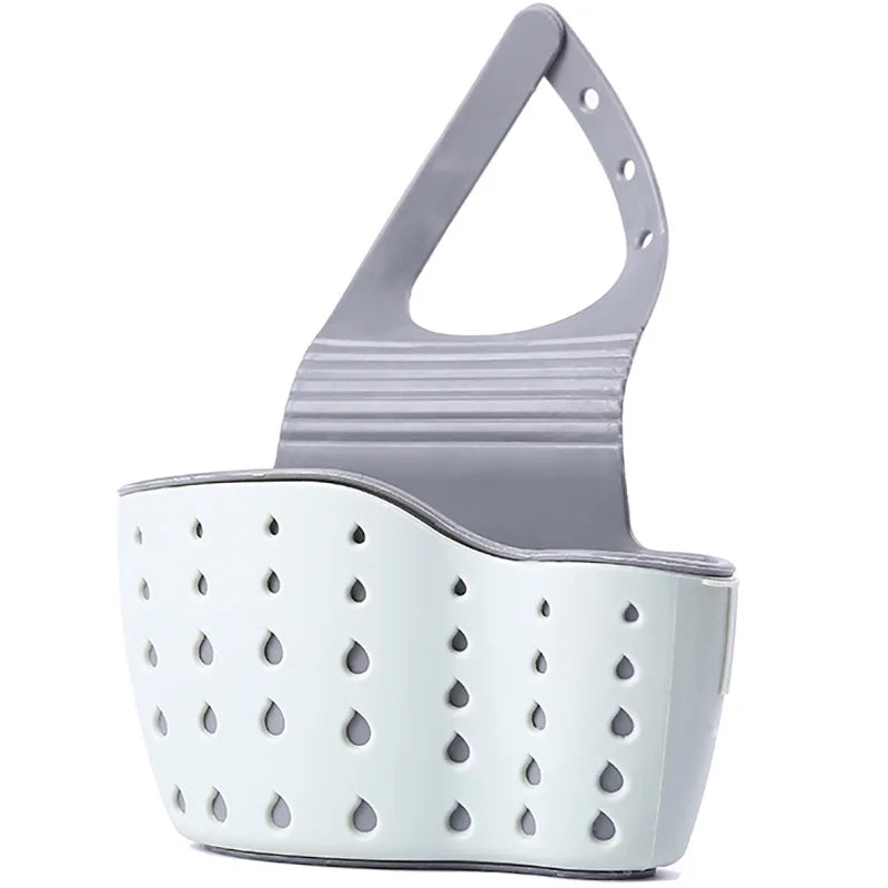 1pc Double Sink Draining Hanging Bag Adjustable Press Faucet Shelf Sponge Double Basket Storage Kitchen Supplies Peaceful Pleasures Health and Wellness Beige