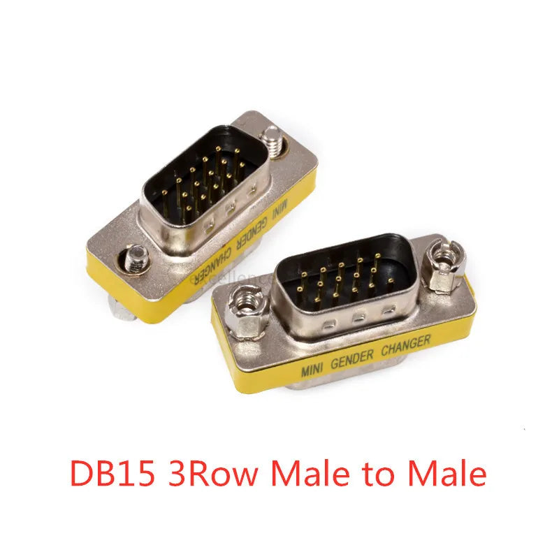 2PCS DB9 DB15 DB25 Gender Changer Adapter RS232 Com D-Sub To Male Female VGA Plug Connector 3Row 15Pin Peaceful Pleasures Health and Wellness DB15 3Row Blak M-M
