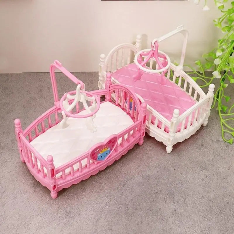 1:12 Miniature Dollhouse Crib | Realistic Nursery Furniture Pink