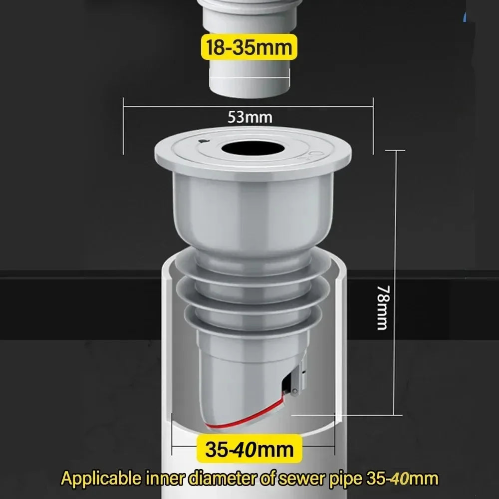 Silicone Bathroom Items Drainage Drain Trap Dish Drainer for Kitchen Sink Sewer Drains Pipe Seal Anti-odor Anti-backflow Water Peaceful Pleasures Health and Wellness gray 35-40mm(bevel)