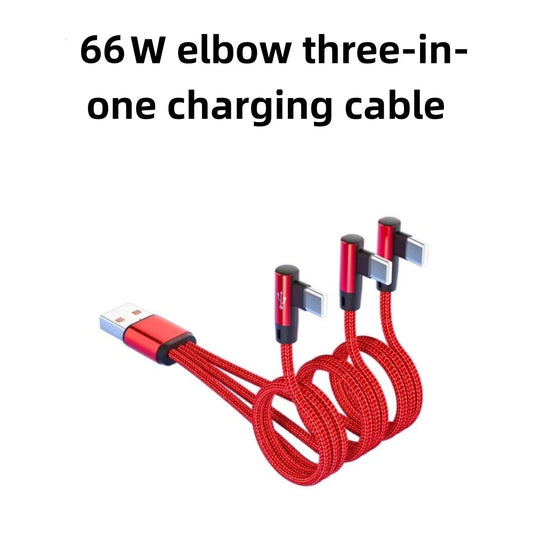 Triple Port USB-A to USB-C Cable 66W Fast Charge 3 Devices