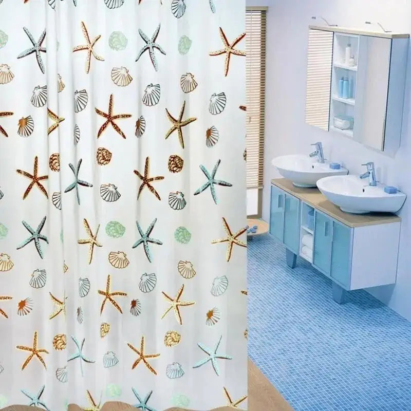 Creative Ocean Creature Bathroom Curtains Geometric Pattern