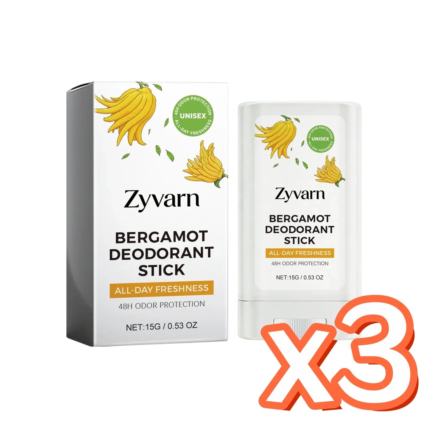 ZYVARN Bergamot Deodorant Stick – All-Day Fresh Unisex 15g