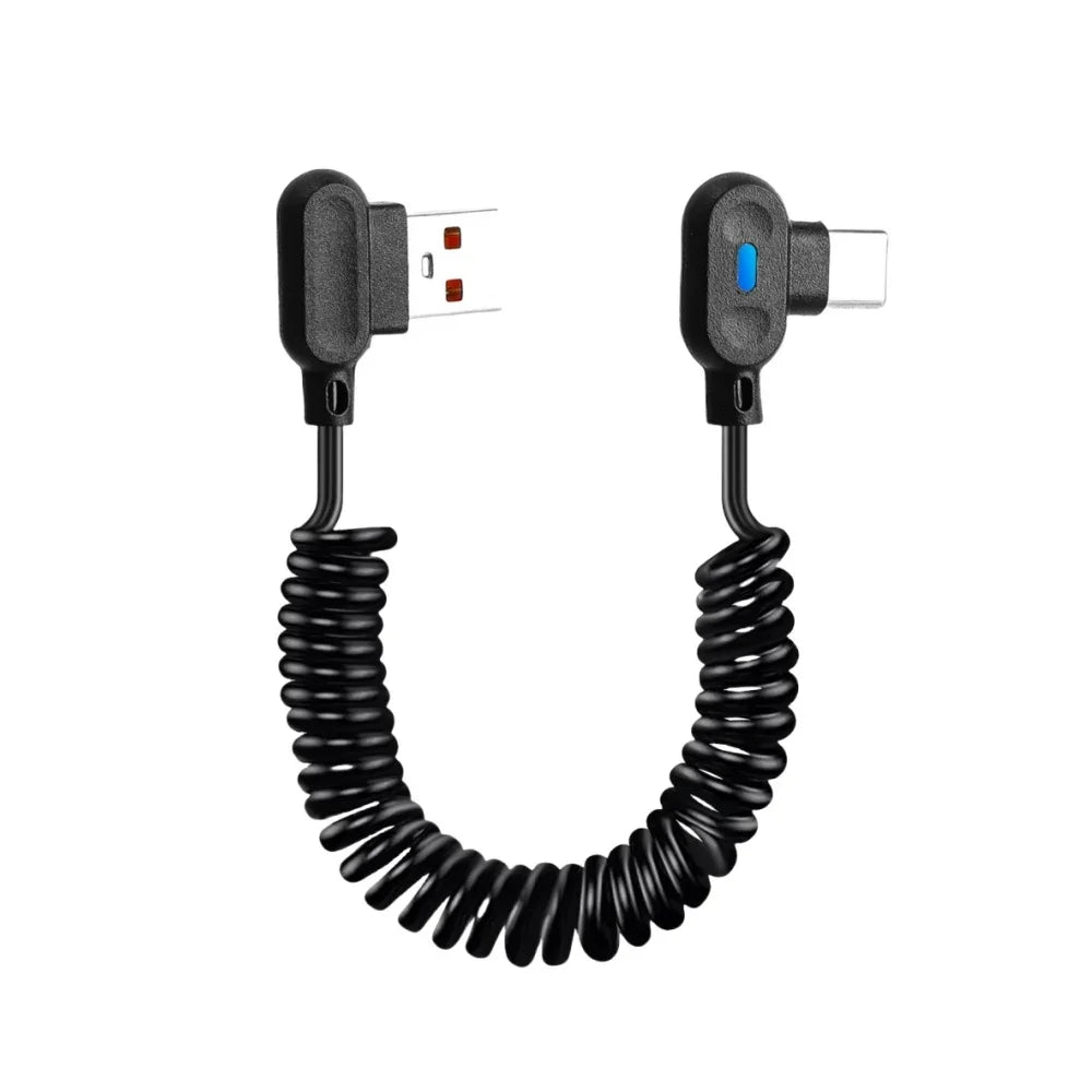 6A USB-C Elbow Spring Fast Charging Cable – Quick Charge & Sync