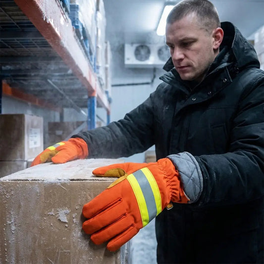 Thicken Firefighter Training Gloves Reflective Strap Orange Flame Retardant Gloves Heat Resistant Wear-Resistance Peaceful Pleasures Health and Wellness