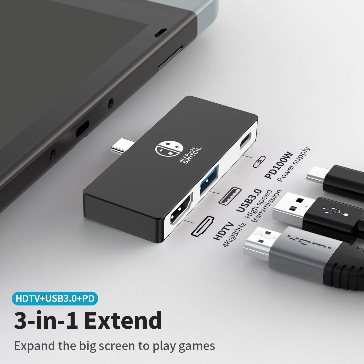 USB-C to HDMI 3-in-1 Hub | 4K, PD 100W, USB 3.0 Adapter