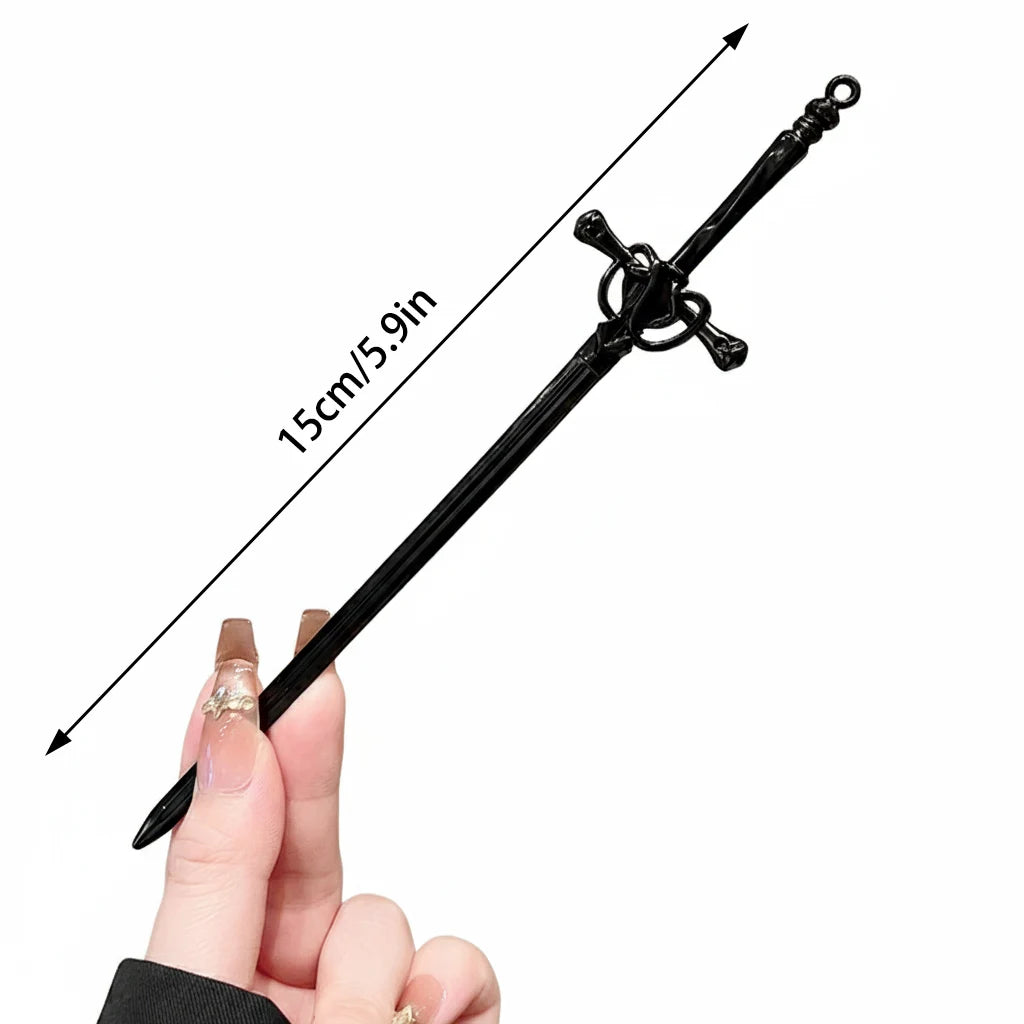 Alloy Sword Hairpin New Chinese Style Hanfu Hair Accessory Long Sword Hair Stick Peaceful Pleasures Health and Wellness