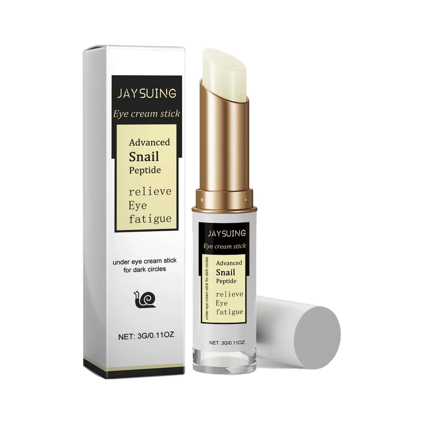 Snail Eye Cream Stick Anti-Puffiness Wrinkle Removal Fade Dark Circle Fine Lines Repair Moisturizing Firming Lightening Eye Care Peaceful Pleasures Health and Wellness 3g boxed 3g