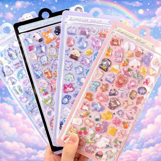 Fun 3D Pop Up Stickers Girls Kids DIY Craft Crystal Diamonds Cute Peaceful Pleasures Health and Wellness