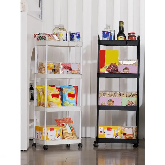 Household Multi-layer Small Cart Storage Rack Floor To Floor Kitchen Bedroom Bathroom Storage Rack Storage Rack With Wheels Peaceful Pleasures Health and Wellness