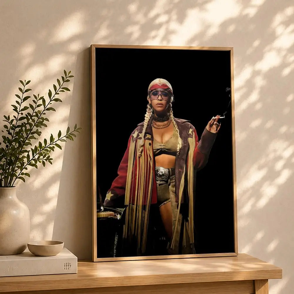 Singer B-BeyonceS Poster HD Self Adhesive Waterproof Wall Art Ideal for Home Office Dorm Bedroom Great Gift Peaceful Pleasures Health and Wellness White14 15X20cmNoframe