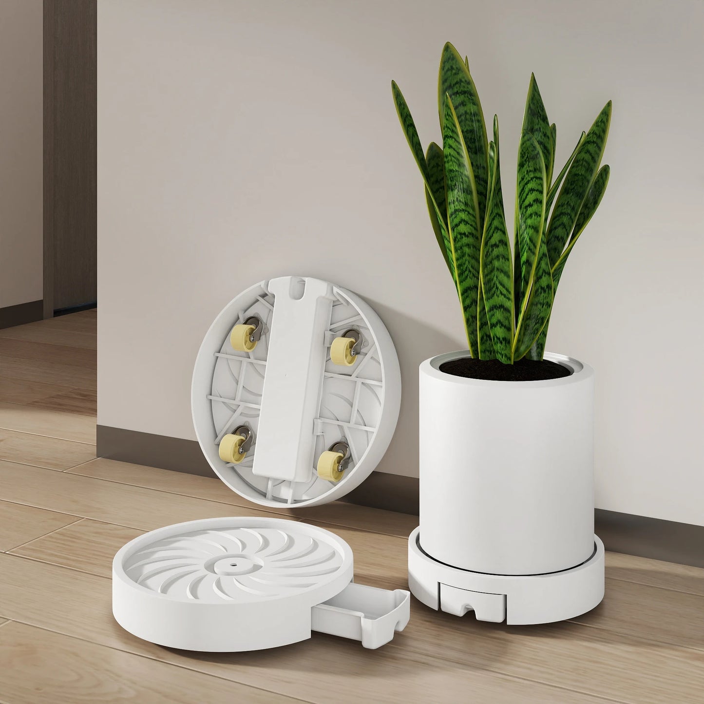 Plant Pot Tray on Wheels | Silent, Leak-Proof Rolling Base