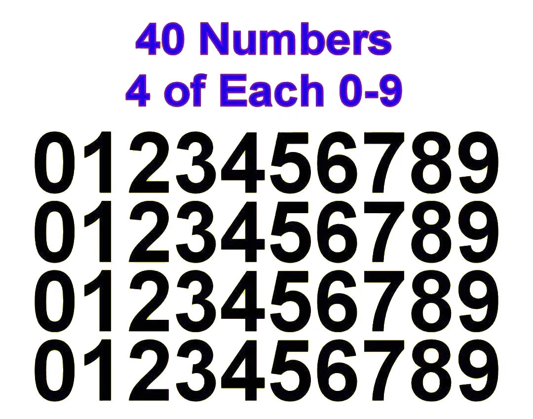 0-9 Numbers Vinyl Sticker Decals - Set of 40 Peaceful Pleasures Health and Wellness