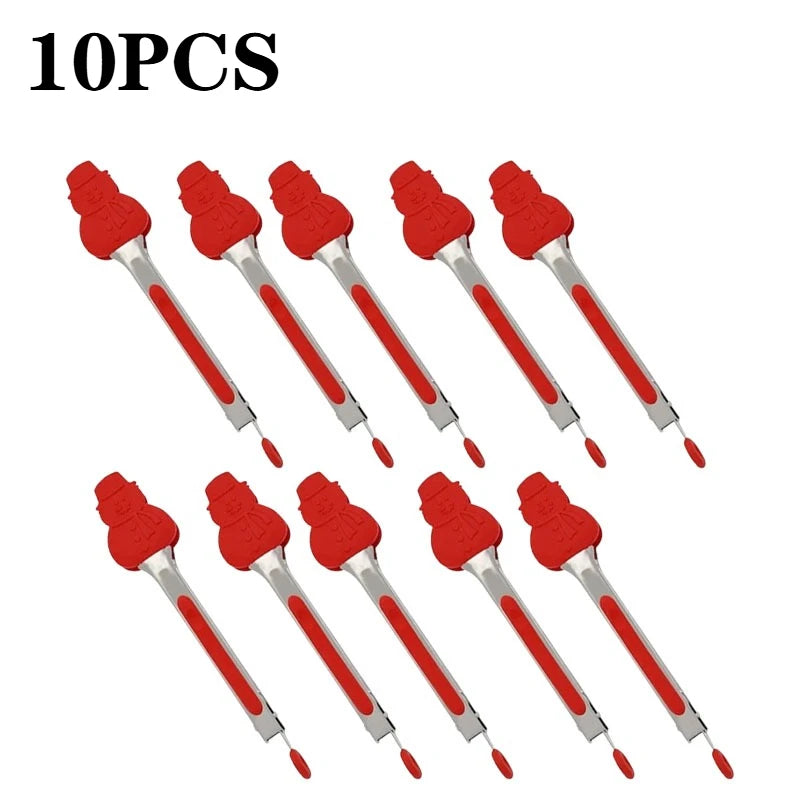 Christmas Silicone Food Tongs | Stainless Steel Kitchen Tongs Set