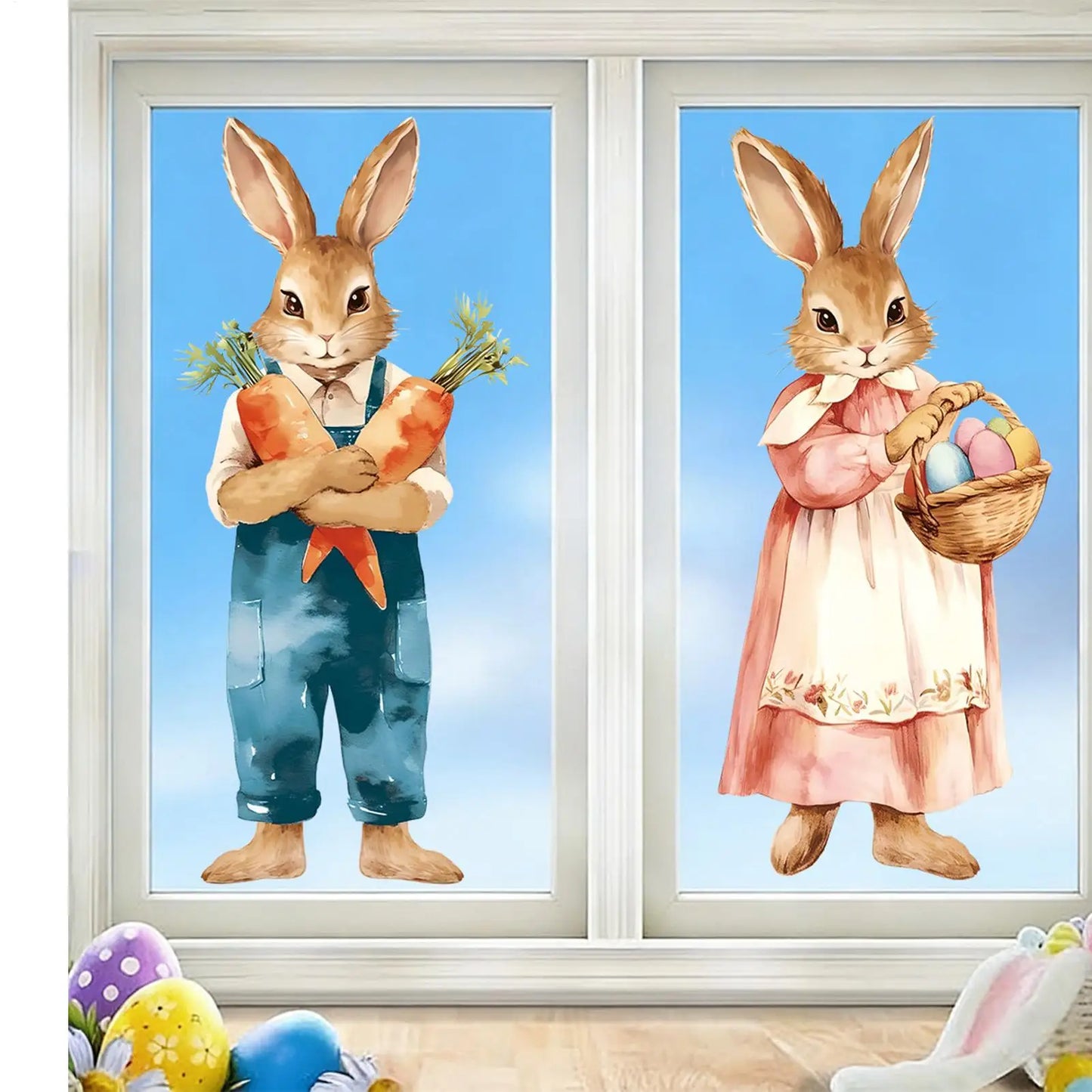 Easter Bunny Window Clings – Cute Rabbit Wall Stickers 2pcs