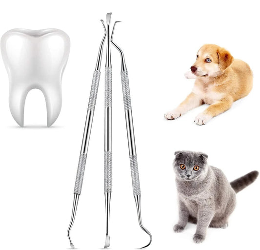 3Pcs Pet Dog Tooth Cleaner Tooth Scaler and Scraper Stainless Double Headed Tarter Remover Scraper Pet Teeth Dog Cleaning Tools Peaceful Pleasures Health and Wellness