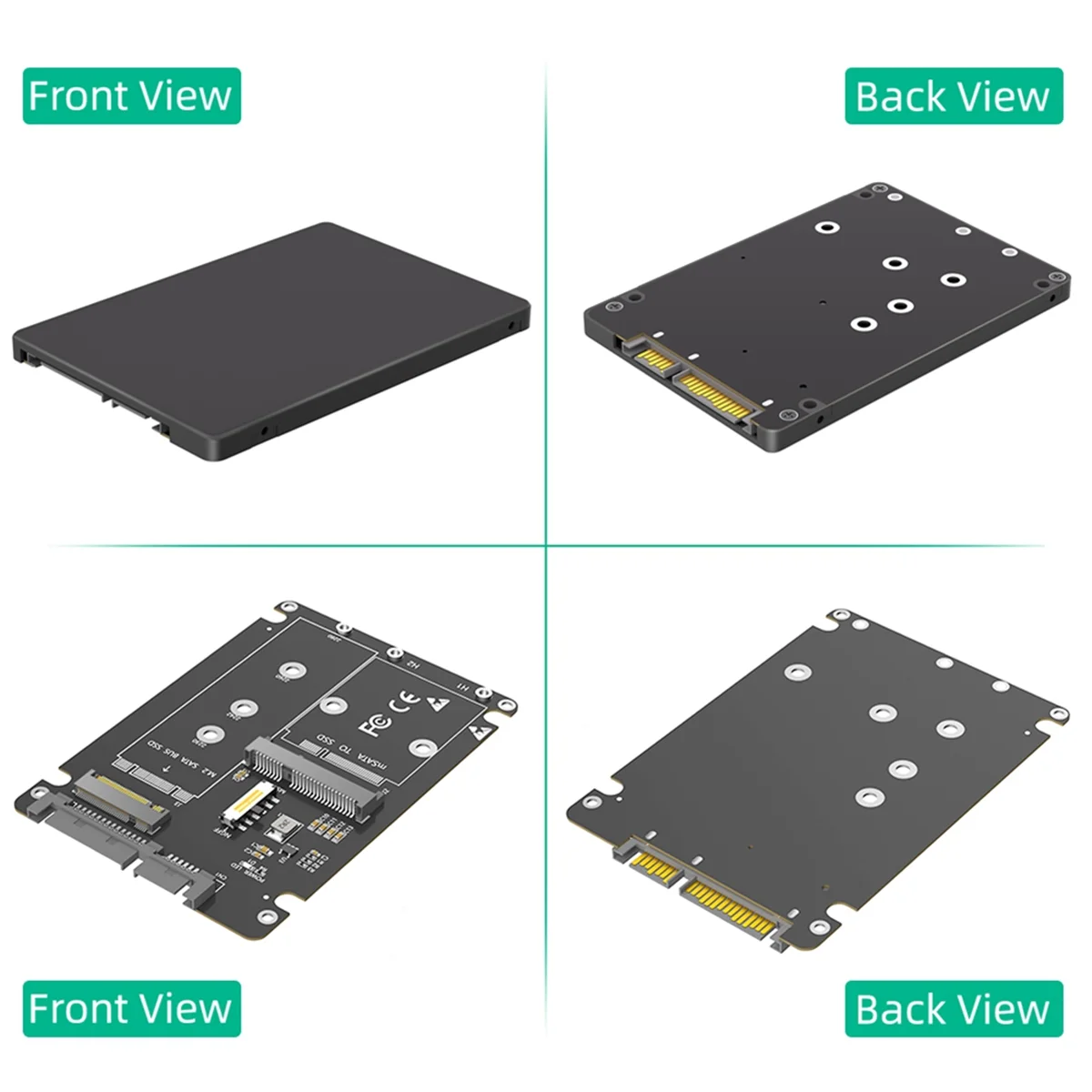 &ABDH& 2 in 1 Combine M.2 NGFF Key B & MSATA SSD to 2.5 SATA3 Adapter with Plastic Enclosure SSD Case Box Peaceful Pleasures Health and Wellness