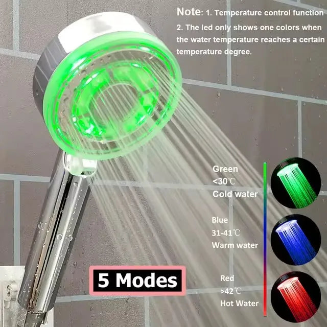 LED Color-Changing Anion Handheld Shower Head | Rainfall SPA