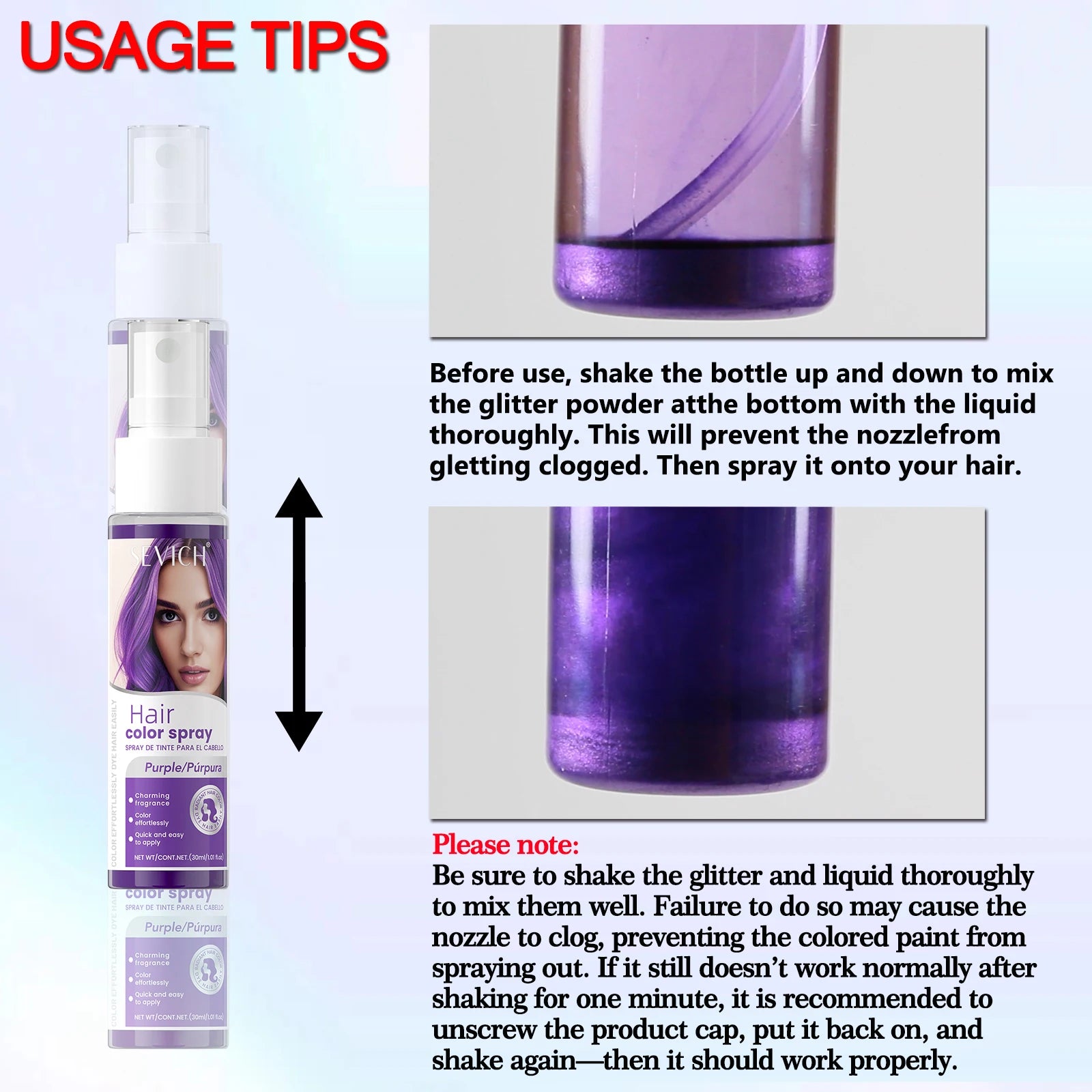 Sevich Hair Color Spray – Washable, 8 Colors | Party & Halloween Hair Dye Spray 30ml Peaceful Pleasures Health and Wellness